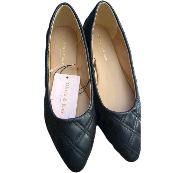 Olivia & Kate New York Quilted Ballerina Flats Black Women's Size 8.5 Dress Shoe - Picture 3 of 4